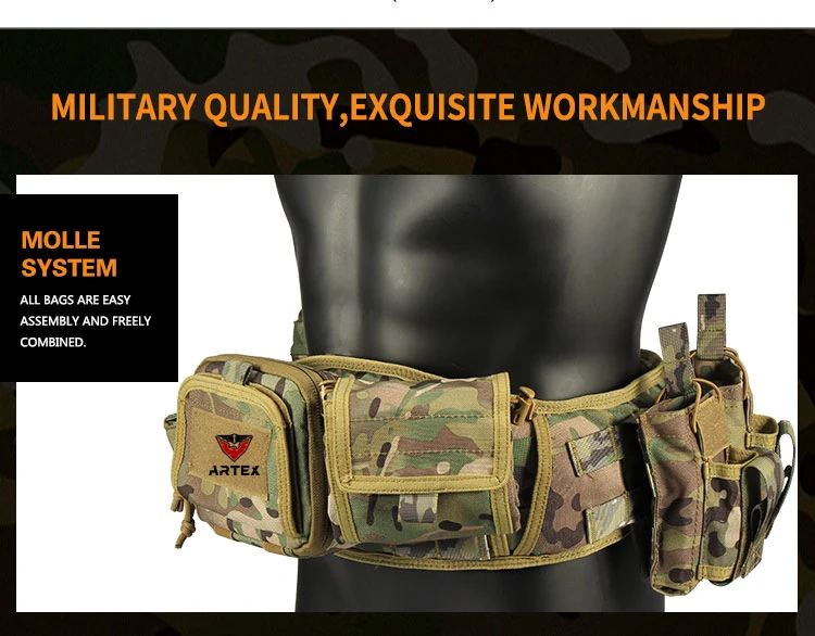 1000d Polyester Multi-Functional Military and Army Tactical Belt Multifunctional Tactical Padded Belt