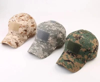 Gorra de béisbol de camuflaje táctico con bordado de algodón para exteriores ajustable personalizado